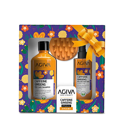 Set de cuidado capilar Agiva con cafeína y ginseng: champú y tónico anticaída - Estimula el crecimiento del cabello, fortalece los folículos, champú para cabello debilitado