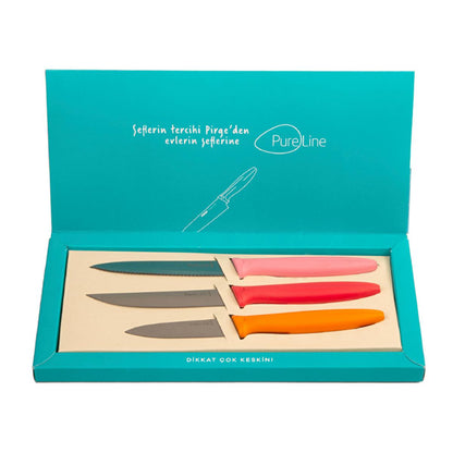 Ensemble de couteaux de cuisine Pirge Pure Line - Acier inoxydable à haute teneur en carbone, manche ergonomique - 46104