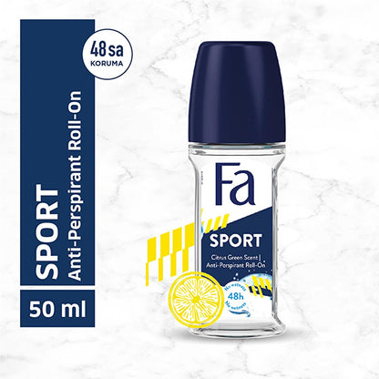 Déodorant bille pour homme Fa Sport - Fraîcheur naturelle, anti-traces blanches, 50 ml