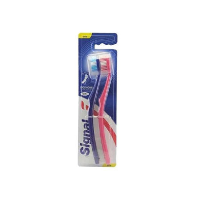 Cepillo de dientes ergonómico Signal medio - 2x1, agarre cómodo para una higiene bucal eficaz