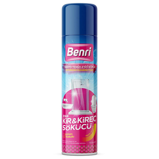 Mousse nettoyante pour salle de bain Benri 500 ml - Nettoyant efficace au parfum de citron pour surfaces vitrifiées et surfaces de batterie