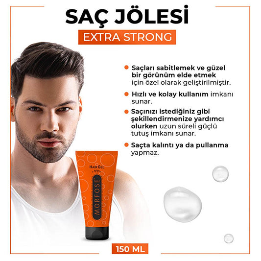 Gel capillaire extra fort Morfose - Tenue 24h, sans résidus - Gel coiffant ultime pour hommes et femmes - Produits de coiffure Morfose