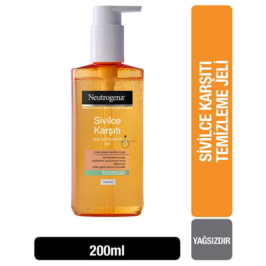 Nettoyant visage anti-acné Neutrogena – Lavant sans huile à l'acide salicylique à 2 % pour nettoyer les pores et contrôler l'acné au quotidien