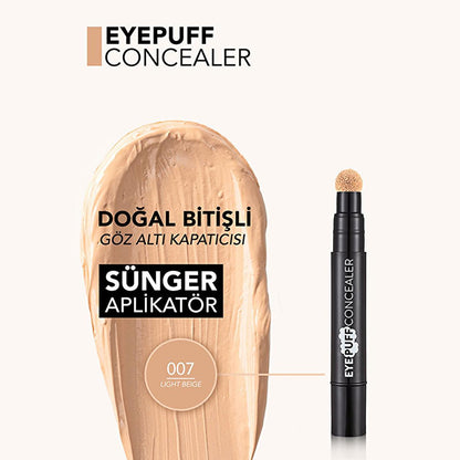 Corrector Flormar - Corrector para bolsas en los ojos con aplicador de esponja, Beige claro, Subtono frío
