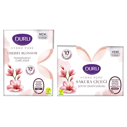 Savon transparent Duru à la fleur de cerisier - Hydratant, sans paraben, 2 x 135 g