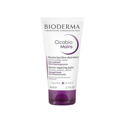 Crème mains Bioderma Cicabio : réparation barrière ultime pour mains sèches et abîmées | Formule hydratante, apaisante et non grasse, adaptée aux enfants (dès 3 ans) | 50 ml