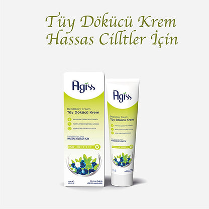 Crème dépilatoire Agiss pour peaux sensibles - 100 ml, sans ammoniaque, testée cliniquement