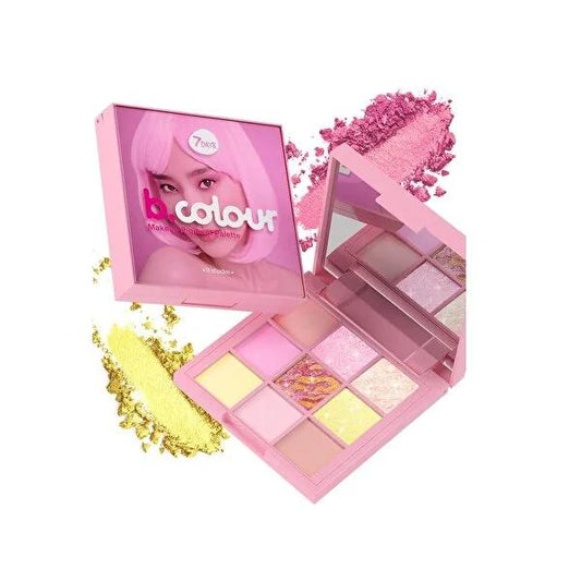 Paleta de sombras de ojos 7Days B.Colour Bubblegum: 9 colores veganos, mate y brillantes, de larga duración, fáciles de difuminar: tonos rosa y morado para looks de día y de noche
