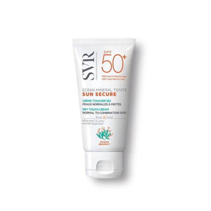 Crema solar mineral con color SVR SPF50 - Tacto seco, acabado no graso para pieles normales a mixtas