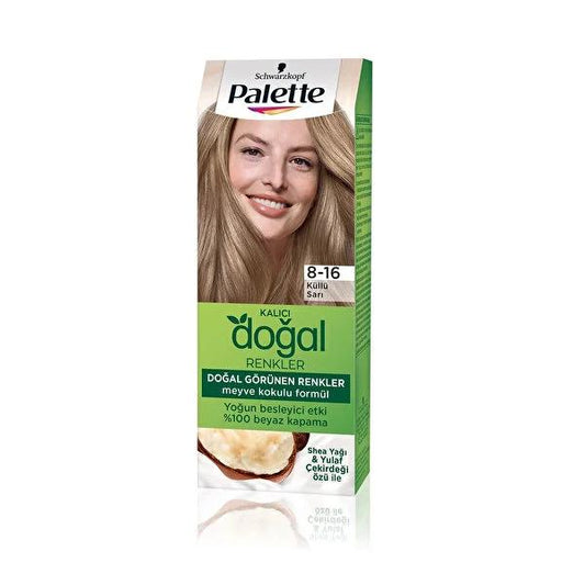Coloration Palette Natural Colors 8-16 Blond Cendré - Formule nourrissante à l'huile d'argan pour une couleur longue tenue