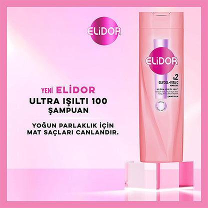 Shampooing soin cheveux Elidor Ultra Brillance - 100 heures de brillance multipliée par 5, nutrition intense pour cheveux abîmés