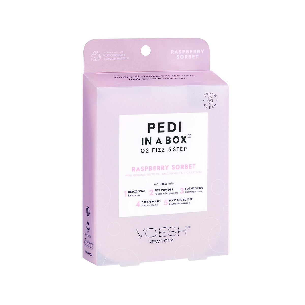 Kit 5 étapes Voesh New York Pedi In A Box O2 Fizz Framboise