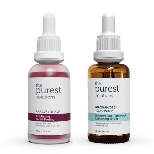 Set de cuidado de la piel The Purest Solutions para puntos negros y reducción de poros: Exfoliante AHA BHA y suero de niacinamida