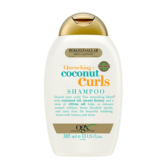 Shampooing hydratant OGX pour cheveux bouclés, Coconut Curls, sans sulfates, 385 ml